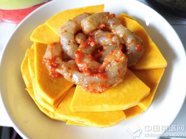 香辣蝦仁蒸南瓜
