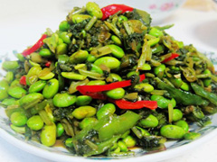 揉菜花炒毛豆