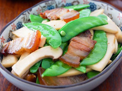 臘肉鮑菇炒荷蘭豆