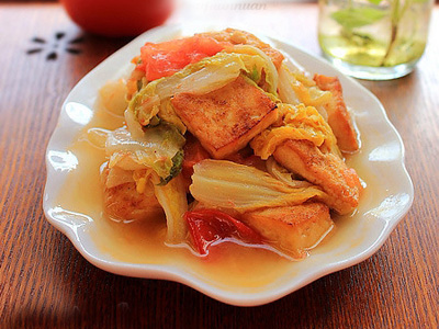 西紅柿娃娃菜炒豆腐
